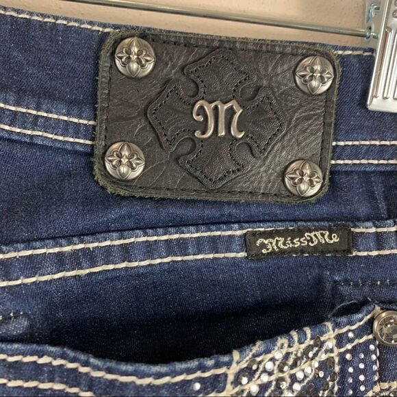 Miss Me easy skinny size 26 dark wash fleur de lis - Picture 4 of 12